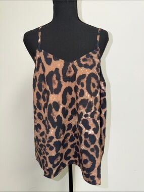 Hayden Leopard Print Satin Cami - Brown & Black